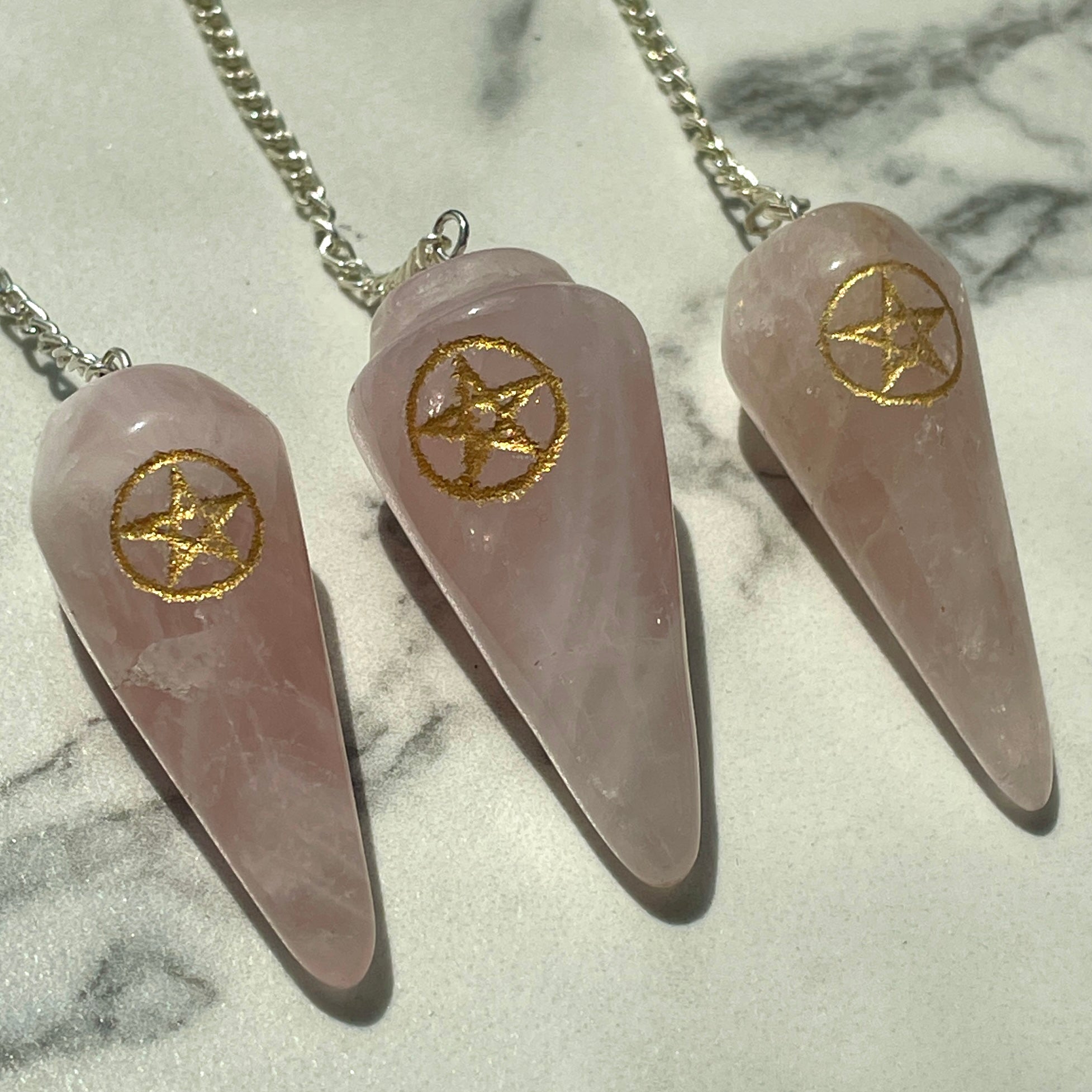 Rose Quartz Pendulum - Pentagram Rose Quartz Pendulum - Pentagram